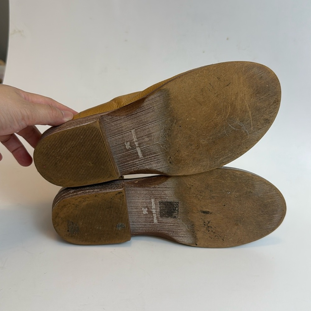 Free People Mont Blanc Tan Leather Sandals with Asymmetrical Design Size 36 - Picture 6 of 9